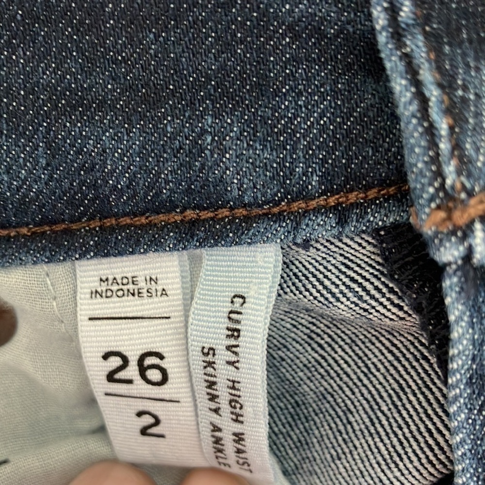 Ann Taylor Loft Curvy High Waist High Rise Skinny Ankle Dark Wash Jeans Size 2 - Picture 9 of 10